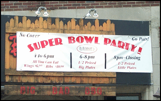 I wonder if this "super bowl party" really was still going on 4 days after the game.